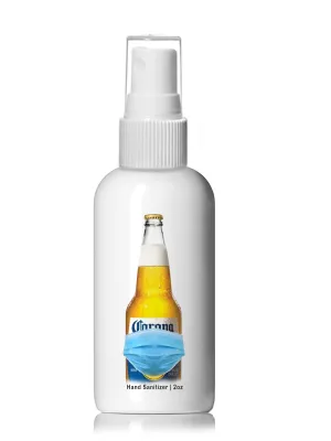 Masked Corona Beer Hand Sanitizer - 4oz Plastic Spray Bottle