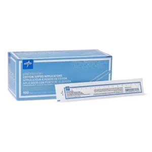 Medline MDS202000 Single Cotton-Tip Applicator, 6 inch wood stick, Sterile, 2 per pack, 100 packs, total of 200 applicators