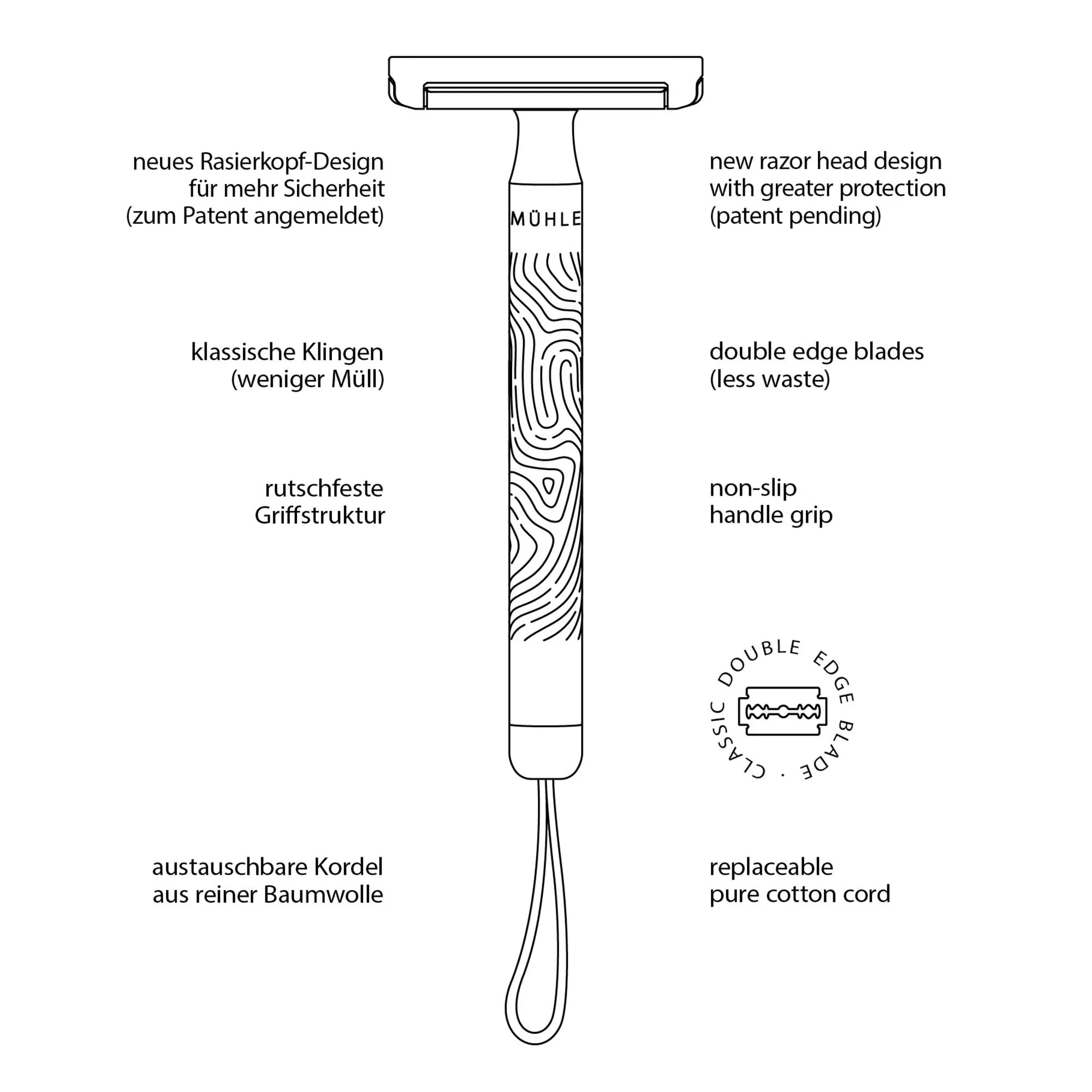 MÜHLE: Companion Safety Razor - Gentle Double-Edged Razor for Women
