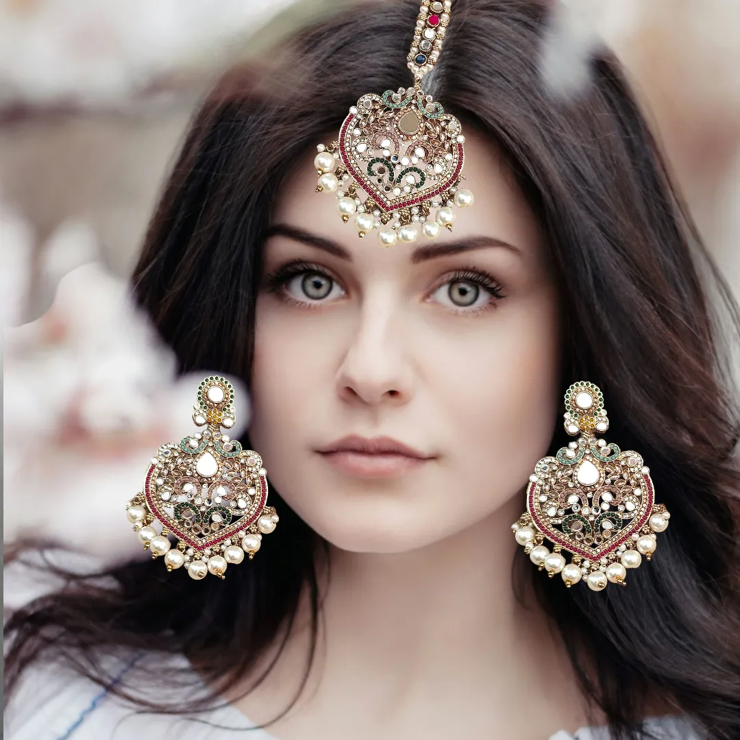 Minisha oversized mirror earrings tikka