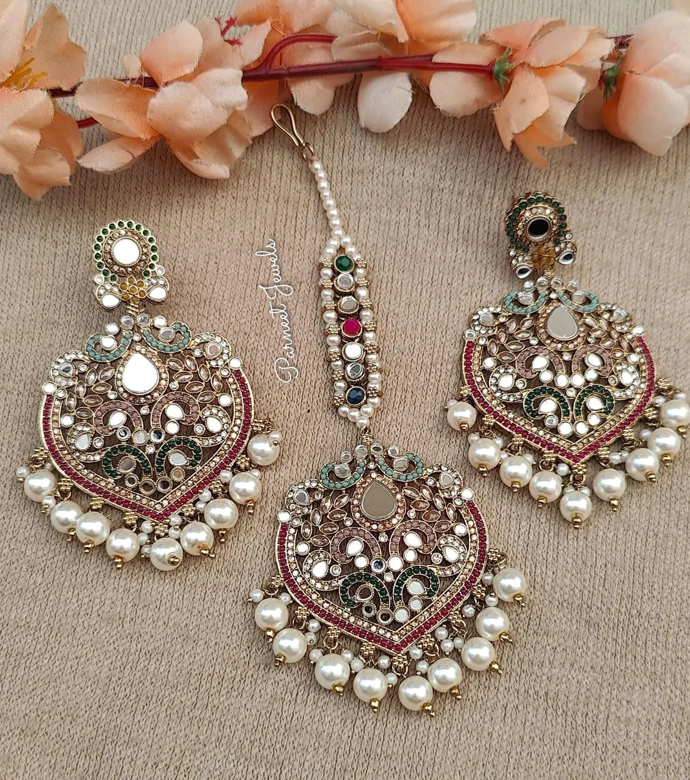 Minisha oversized mirror earrings tikka