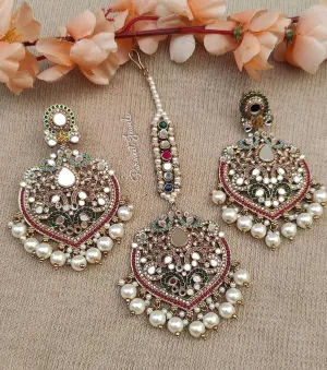 Minisha oversized mirror earrings tikka