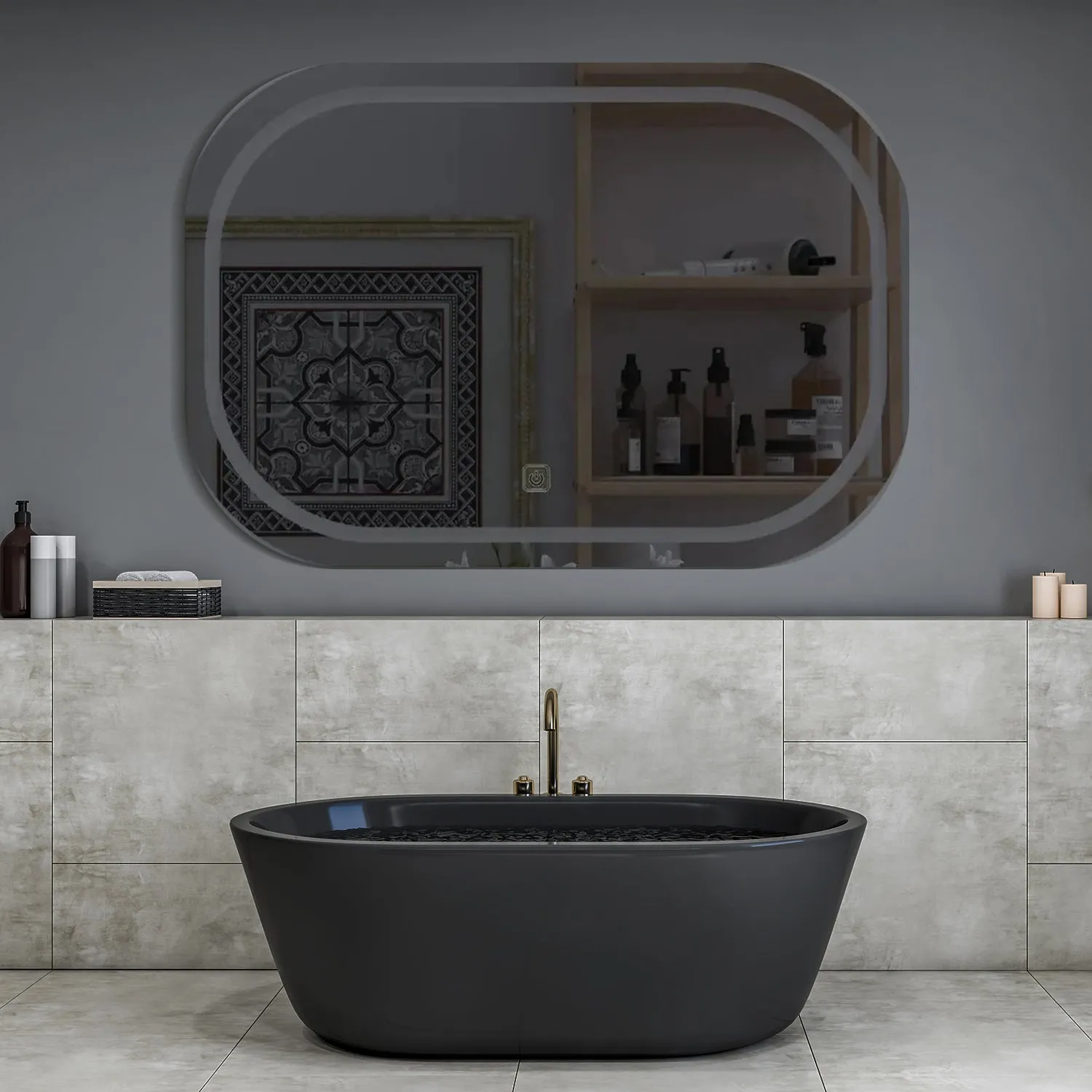 Modern Design LED Curved Rectangle Bathroom Mirror