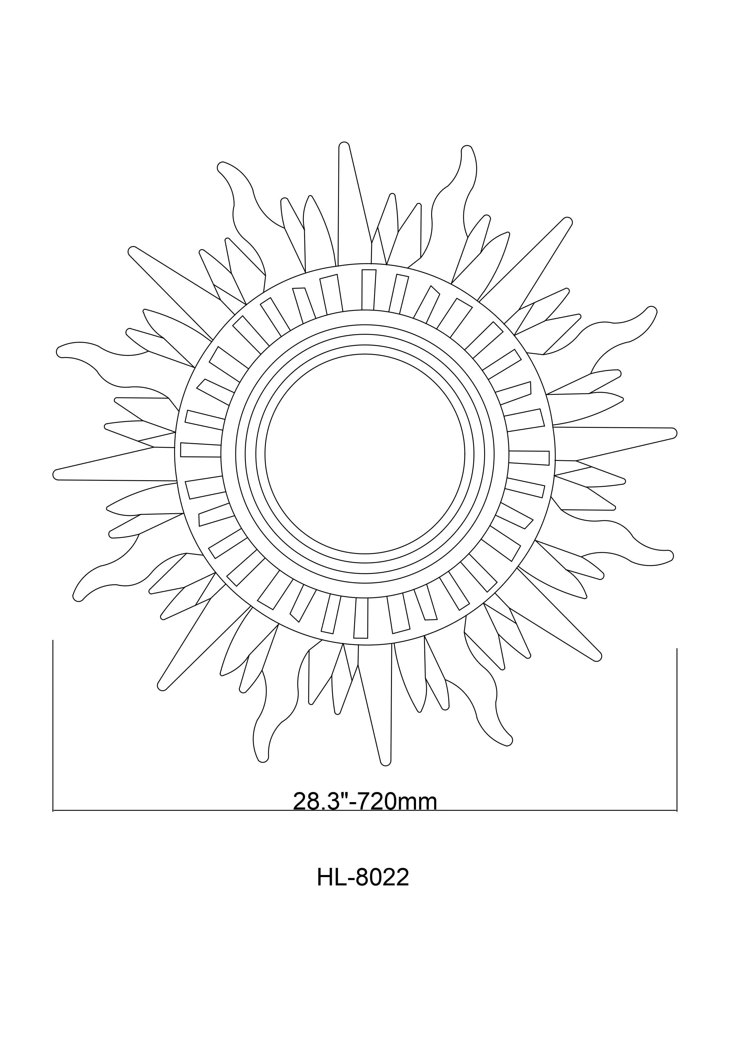 Modern Sunburst Golden Mirror Antiqued Casual Wall Decoration