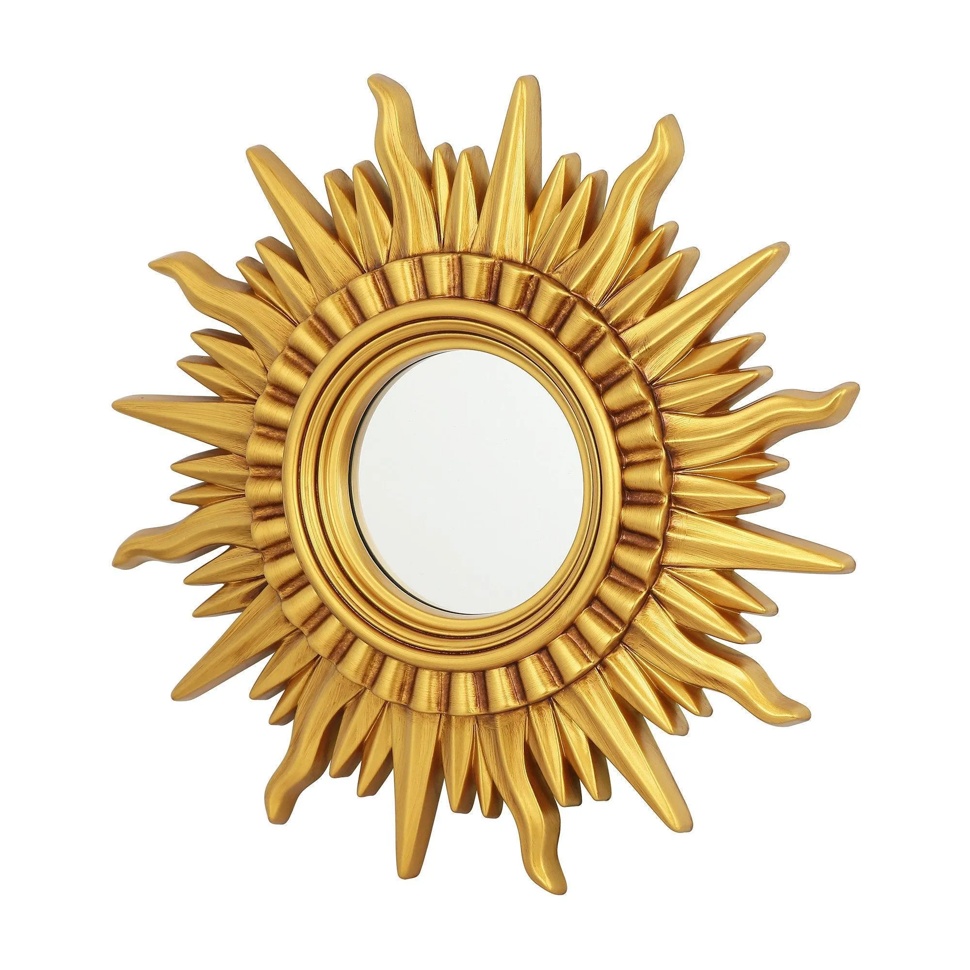 Modern Sunburst Golden Mirror Antiqued Casual Wall Decoration