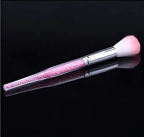 Nail Brush Manicure Brush Loose Powder Brush Long Handle with Drill Rod Nail Cleaning Brush Nail Powder Brush Nail Removal Tool - (Color: NBS-51-pink)