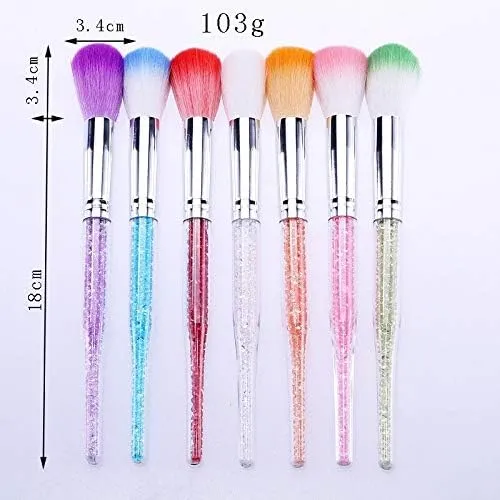 Nail Brush Manicure Brush Loose Powder Brush Long Handle with Drill Rod Nail Cleaning Brush Nail Powder Brush Nail Removal Tool - (Color: NBS-51-pink)