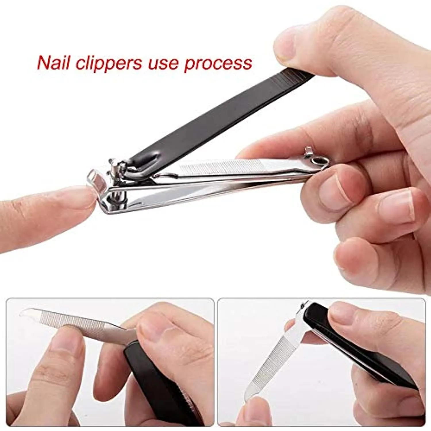 Nail Clippers Set（3pcs), Sharp Stainless Steel Fingernail & Toenail Cutter with Nail File (Large Medium Small）