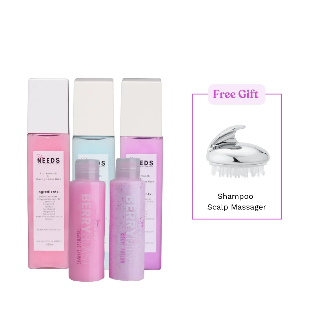 NEEDS Keratin Hair Care Set & Shampoo Scalp Massager (Free Gift)