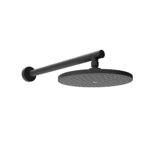 Neptune II Fixed Wall Shower (Round) Matt Black 400 x 60mm