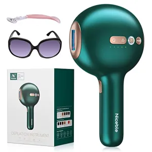 NICEBLE Hair Removal Device with Sapphire Ice-cooling System, Permanent Painless Hair Removal for Women and Men, Upgraded At-Home Hair Remover with Face & Body Mode