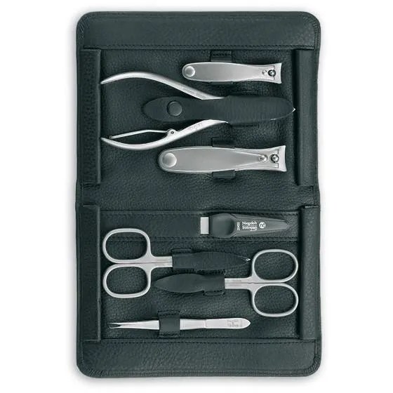 Niegeloh Imantado XL 7-Piece Manicure Set, Black Leather Case