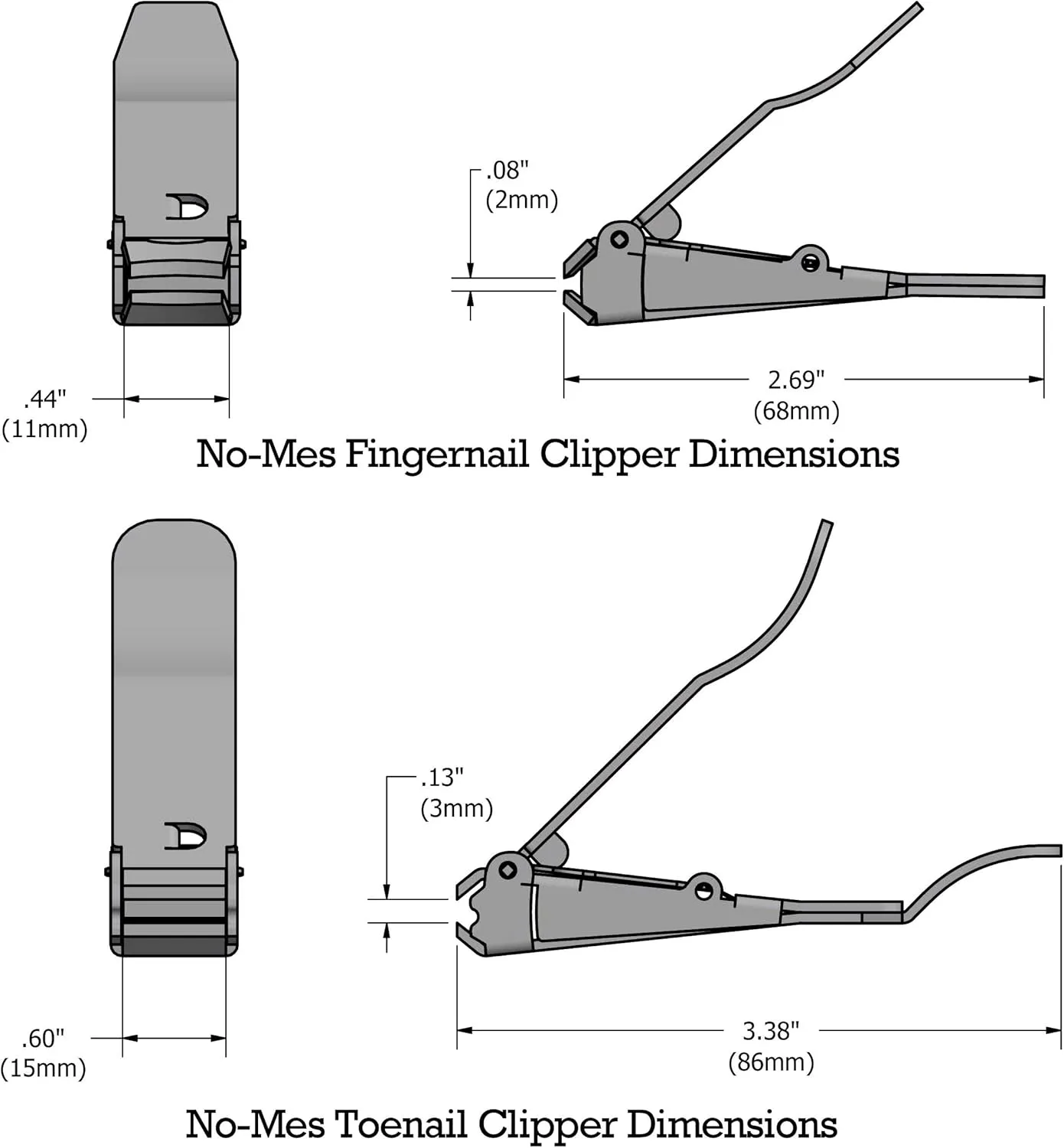 No-mes: Stainless Steel Fingernail and Toenail Clipper Gift Set