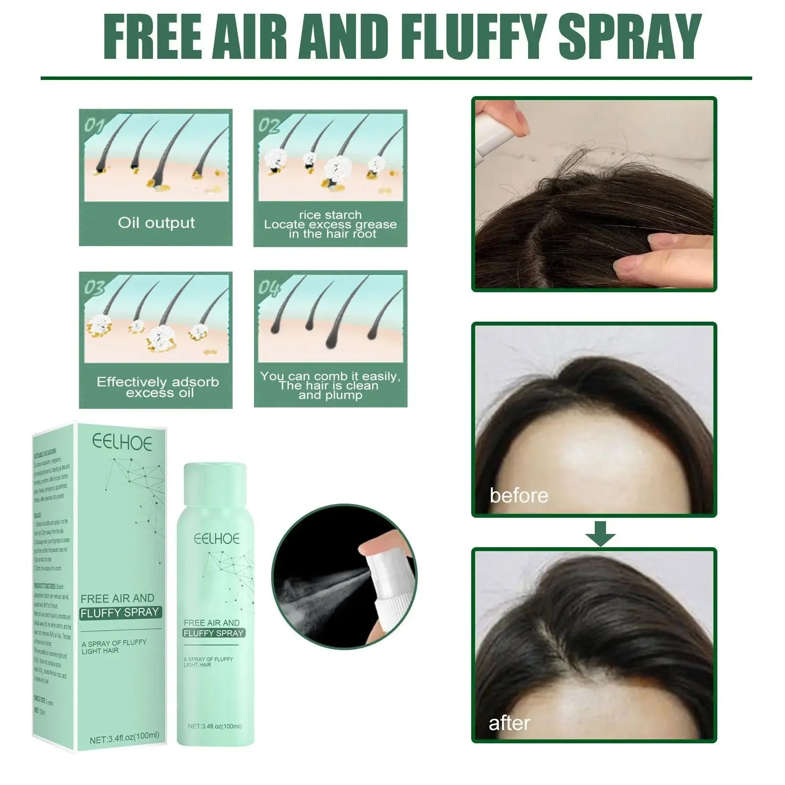 No-Wash Dry Hair Spray