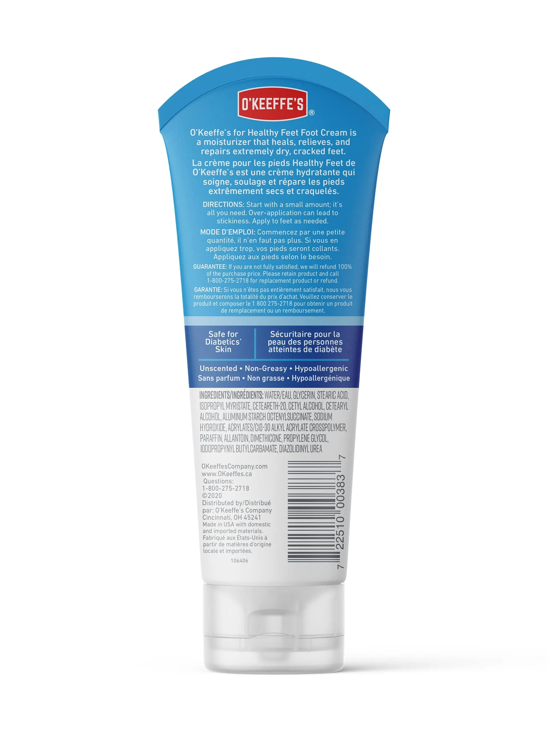 O'Keeffe's Hand and Feet Combination Pack, Includes Working Hands Hand Cream 7oz and Healthy Feet Foot Cream 7oz, Two 7oz/198g Tubes, (Pack of 2), 109095, White