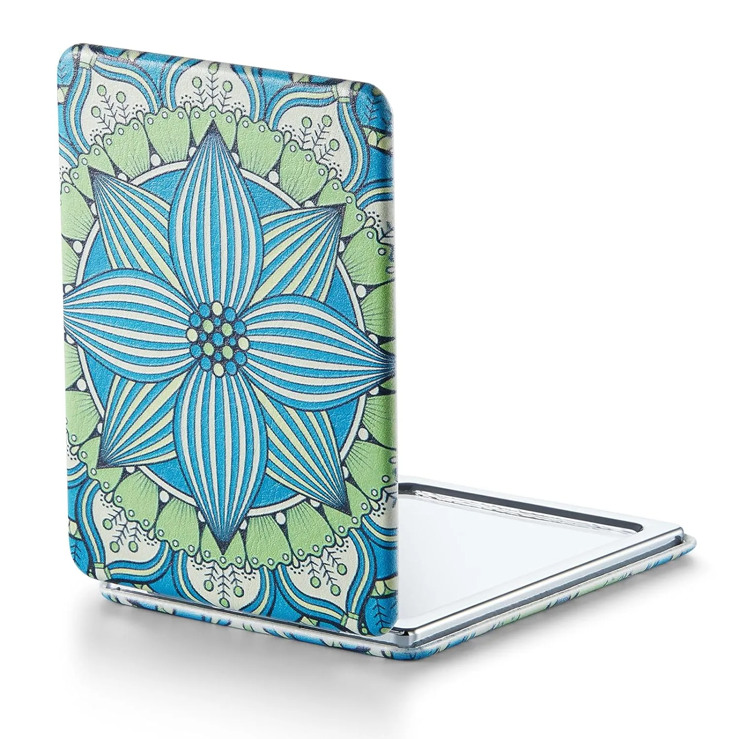OMIRO 1X/3X Magnifying Mirror, Unique Painting Compact Mirror with Classical PU Leather (Pink Flamingos)