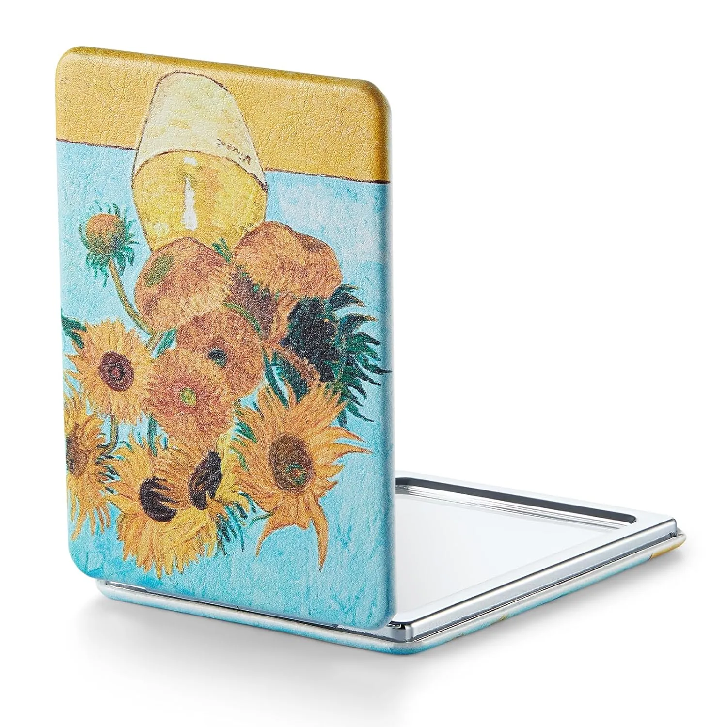OMIRO 1X/3X Magnifying Mirror, Unique Painting Compact Mirror with Classical PU Leather (Pink Flamingos)