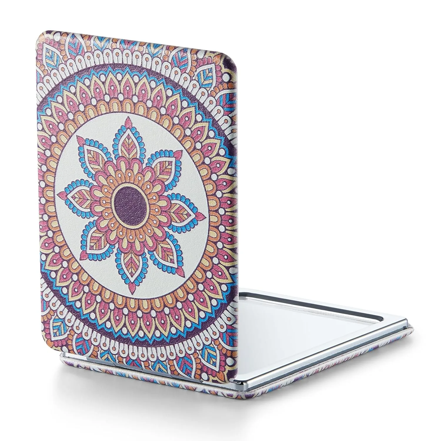 OMIRO 1X/3X Magnifying Mirror, Unique Painting Compact Mirror with Classical PU Leather (Pink Flamingos)