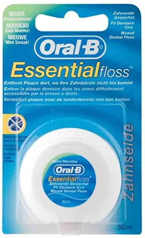 Oral B Essential Floss Waxed Dental Floss with Mint Flavor 50 M