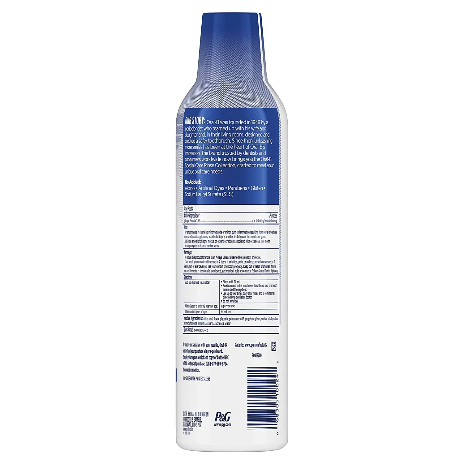 Oral-B Mouth Sore Special Care Oral Rinse Mouthwash, Soothing Mint, 16 Fl Oz*