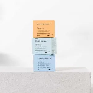 Organic Cotton Non-Applicator Tampons - 3 Absorbencies
