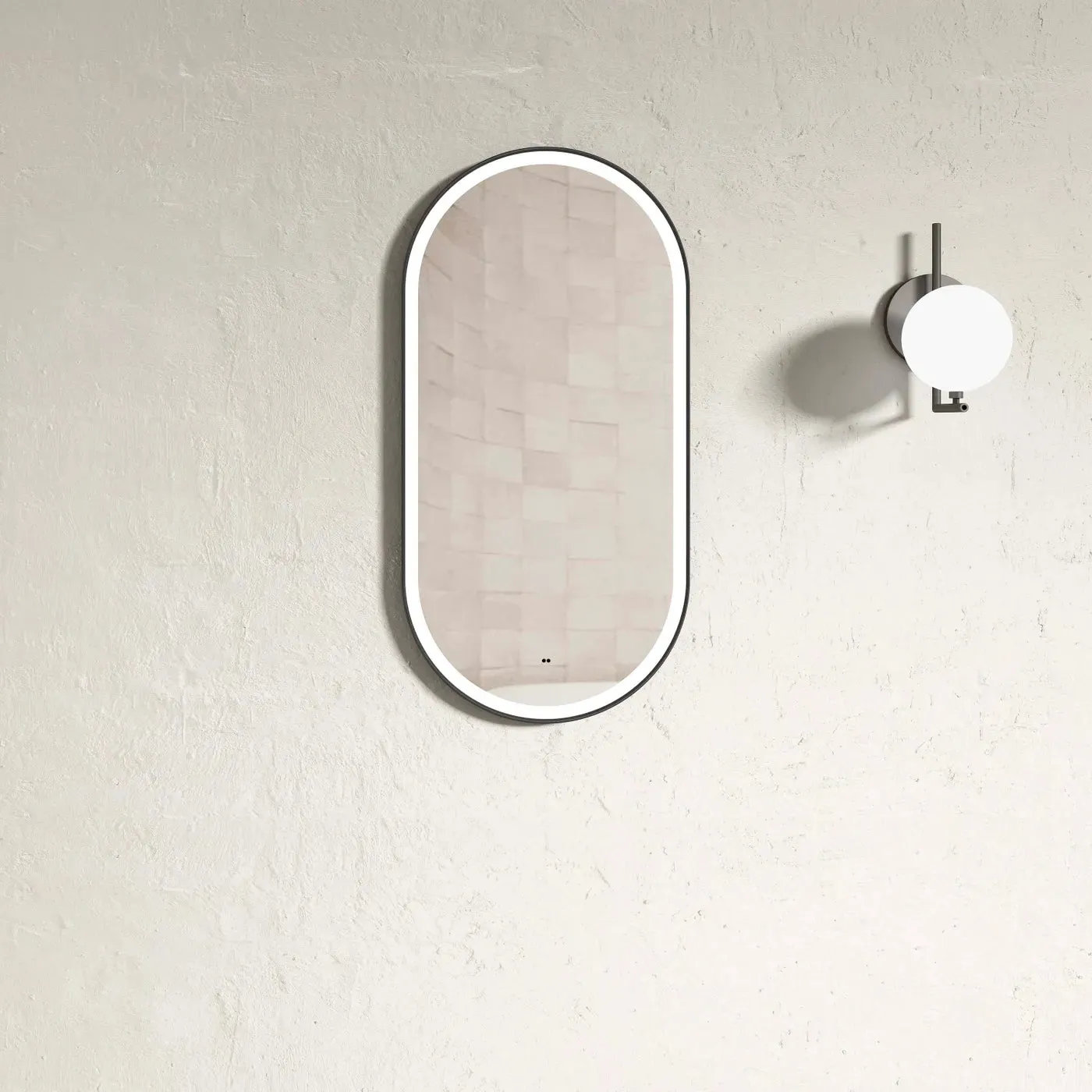 Otti Australia | LED Brighton 900x450 Black Metal Frame Mirror With Tuffi Glass