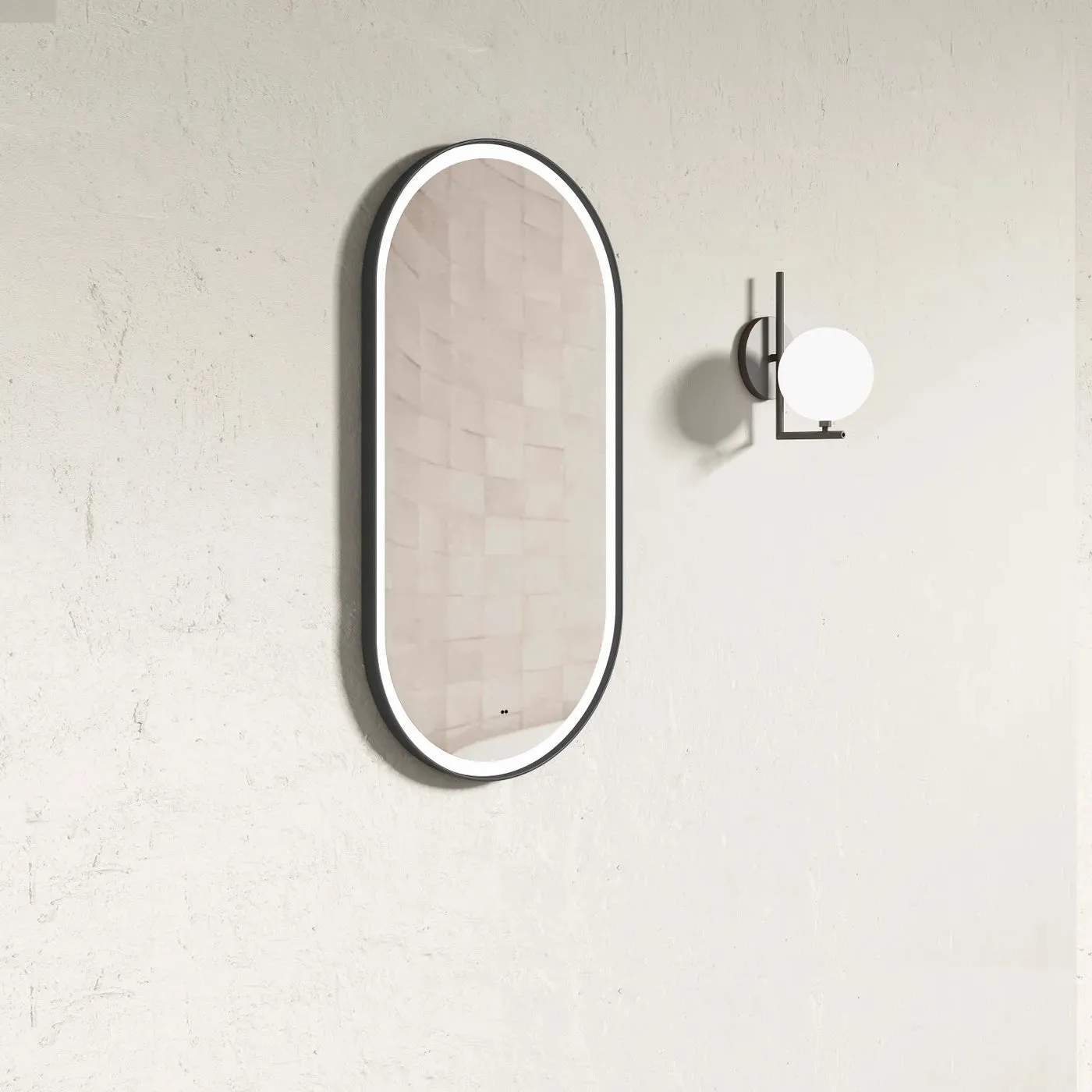 Otti Australia | LED Brighton 900x450 Black Metal Frame Mirror With Tuffi Glass