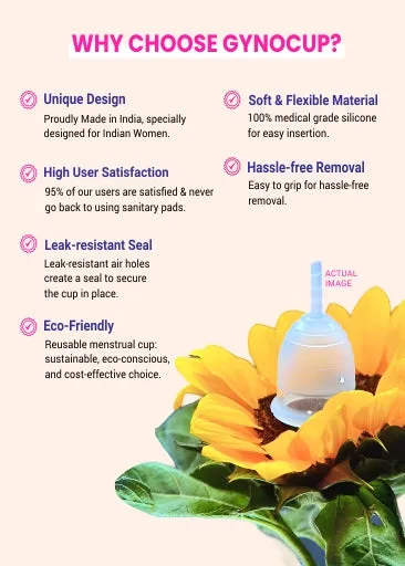 Pack Of 2 Gynocup Menstrual Cup (Free Cramp Relief Roll On)