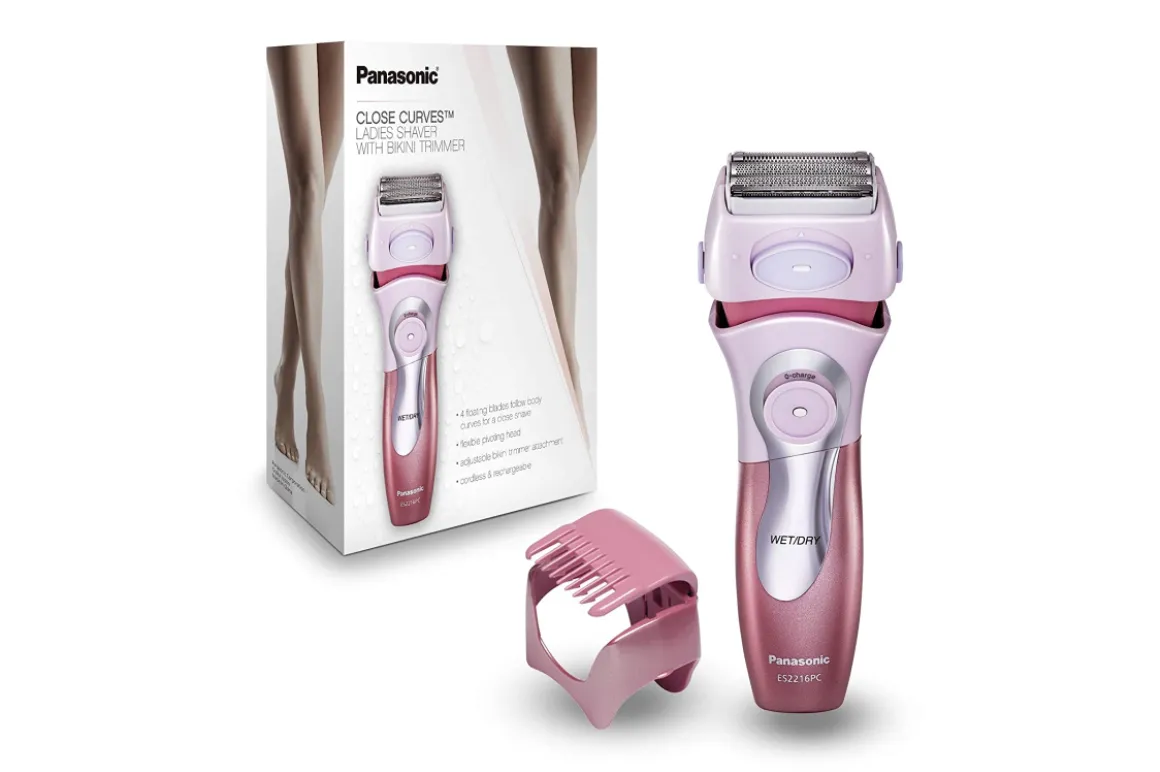 Panasonic Close Curves Ladies Shaver With Bikini Trimmer, Pink, 4 Blade Electric Shaver with Bikini Attachment- Wet/Dry