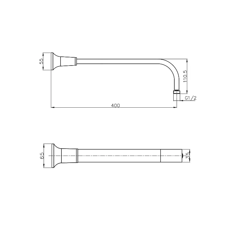 Parisi Jazz Shower Head 220mm & Curved Arm - Chrome