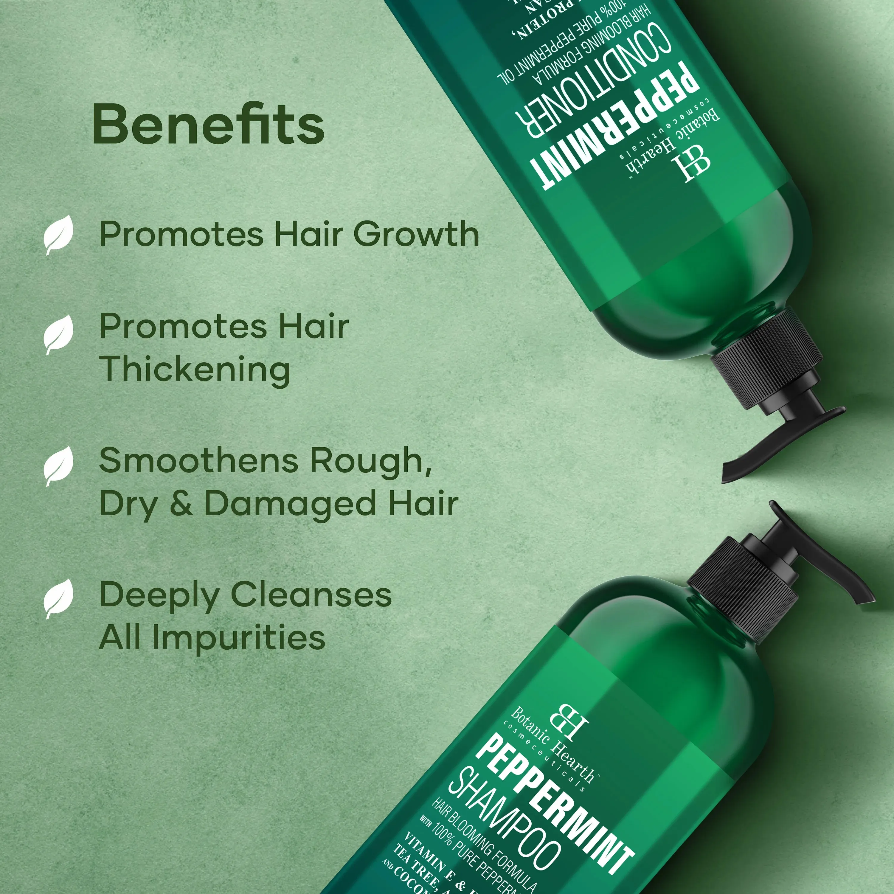 Peppermint Oil Shampoo and Conditioner Set with Keratin | 16 fl oz each
