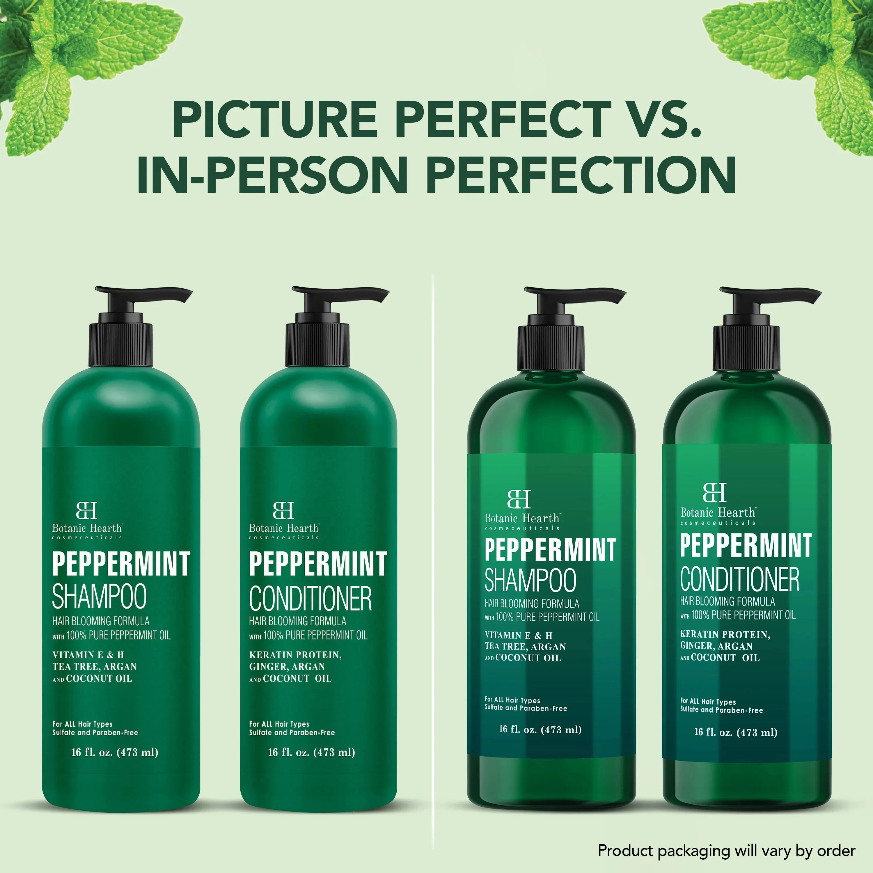 Peppermint Oil Shampoo and Conditioner Set with Keratin | 16 fl oz each