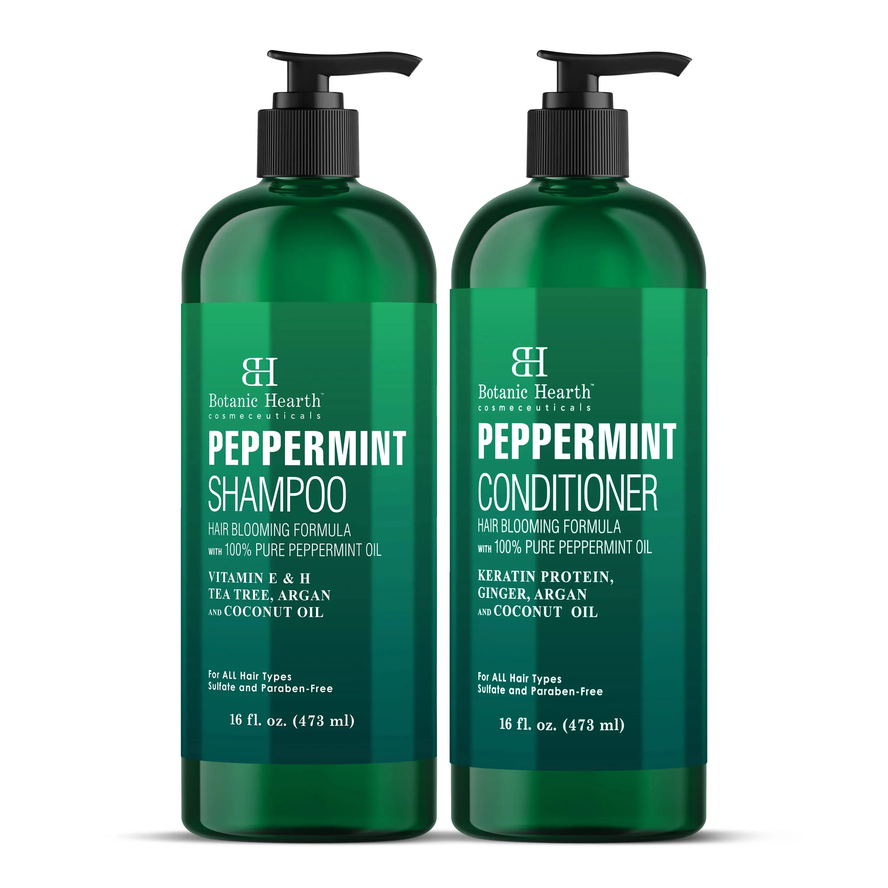 Peppermint Oil Shampoo and Conditioner Set with Keratin | 16 fl oz each