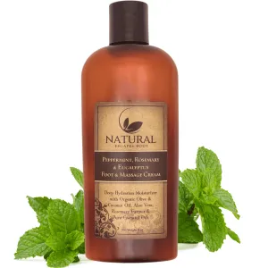 Peppermint, Rosemary & Eucalyptus Massage & Foot Cream | Peppermint Foot Lotion for Dry Feet & Cracked Heels