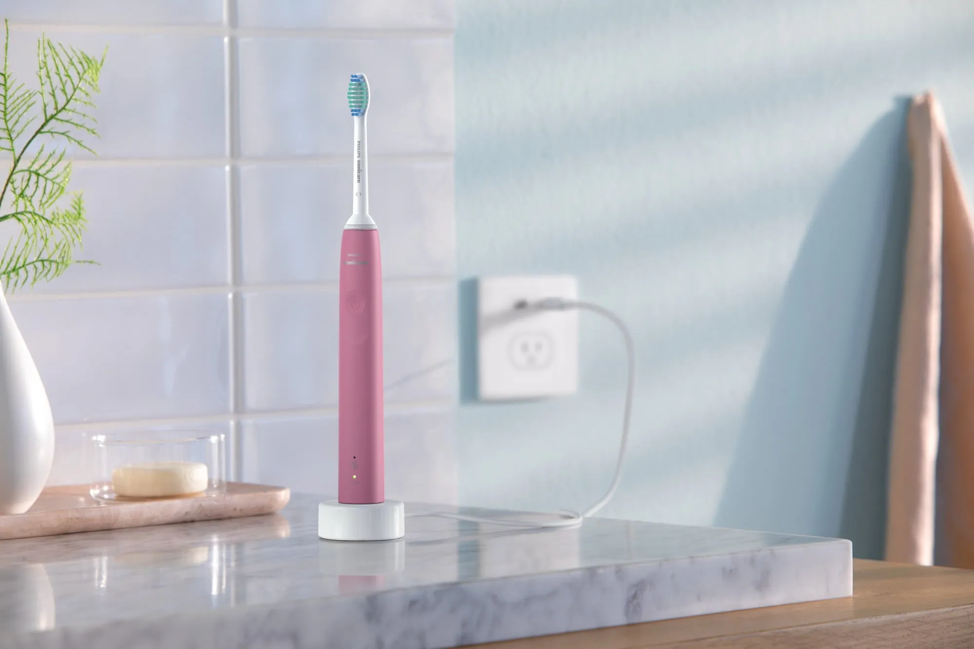 Philips Sonicare 3100 Power Toothbrush, Rechargeable Electric Toothbrush with Pressure Sensor, Deep Pink HX3681/06