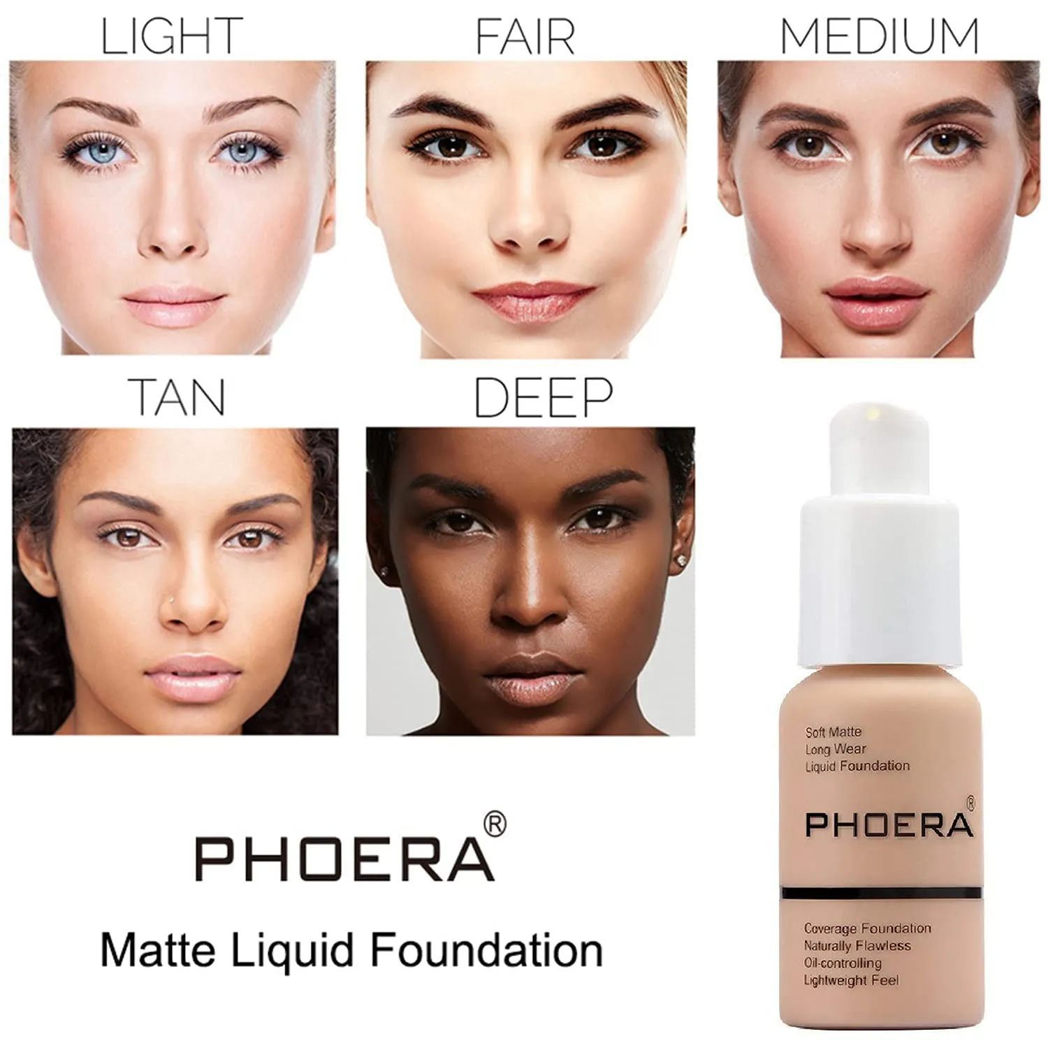 Phoera Foundation 104 and 105,Full Coverage Foundation,Hilareco Concealer Foundation Flawless 30ml Natural Matte Oil Control Concealer Facial Blemish for Women Girls (103 Warm peach 104 Buff Beige)