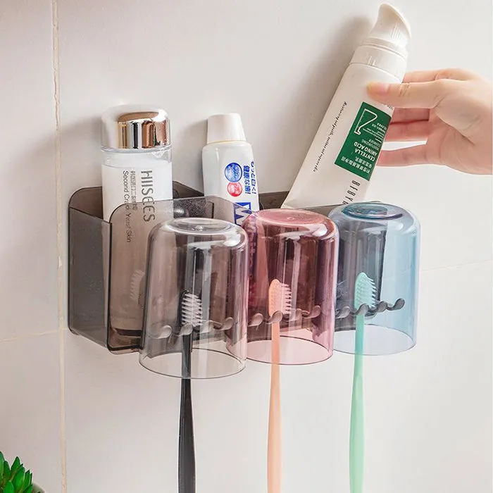 Plastic Toothbrush Holder with Mouthwash Cup
