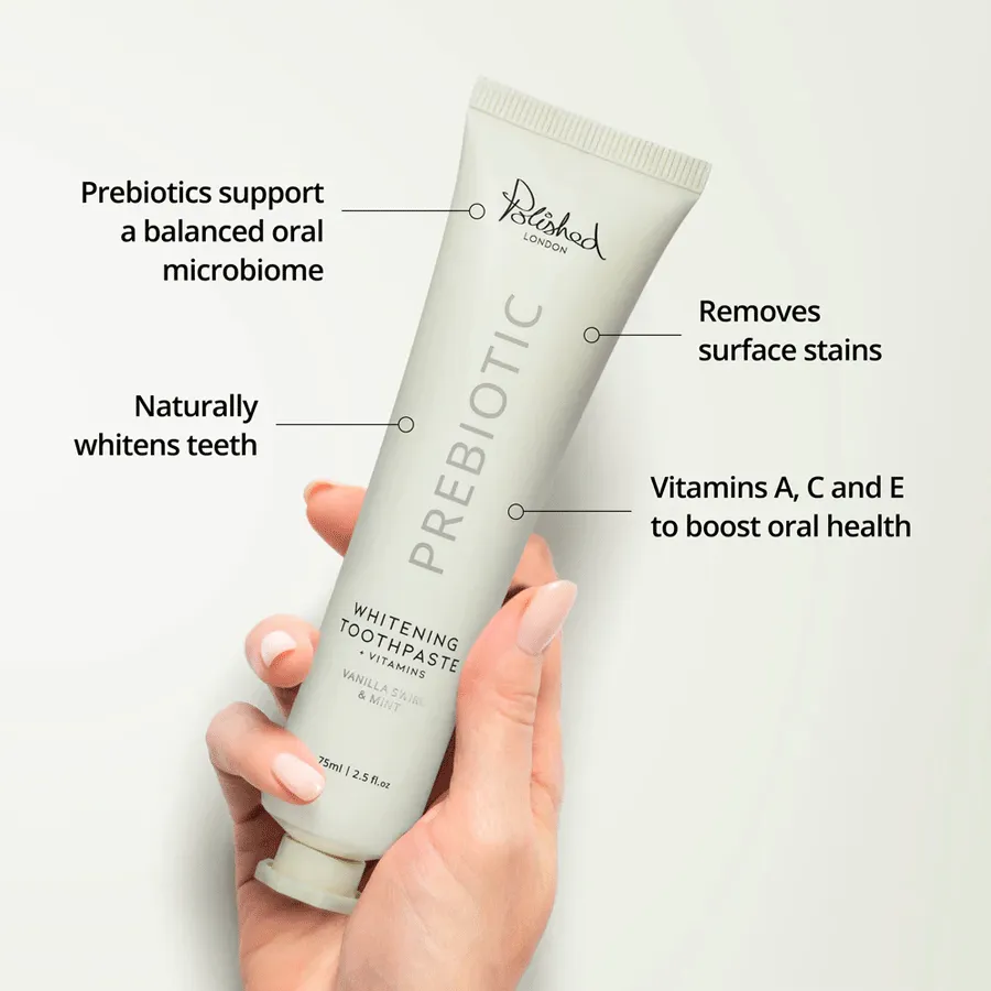 Polished London Prebiotic Whitening Toothpaste Vanilla Swirl & Mint 75ml
