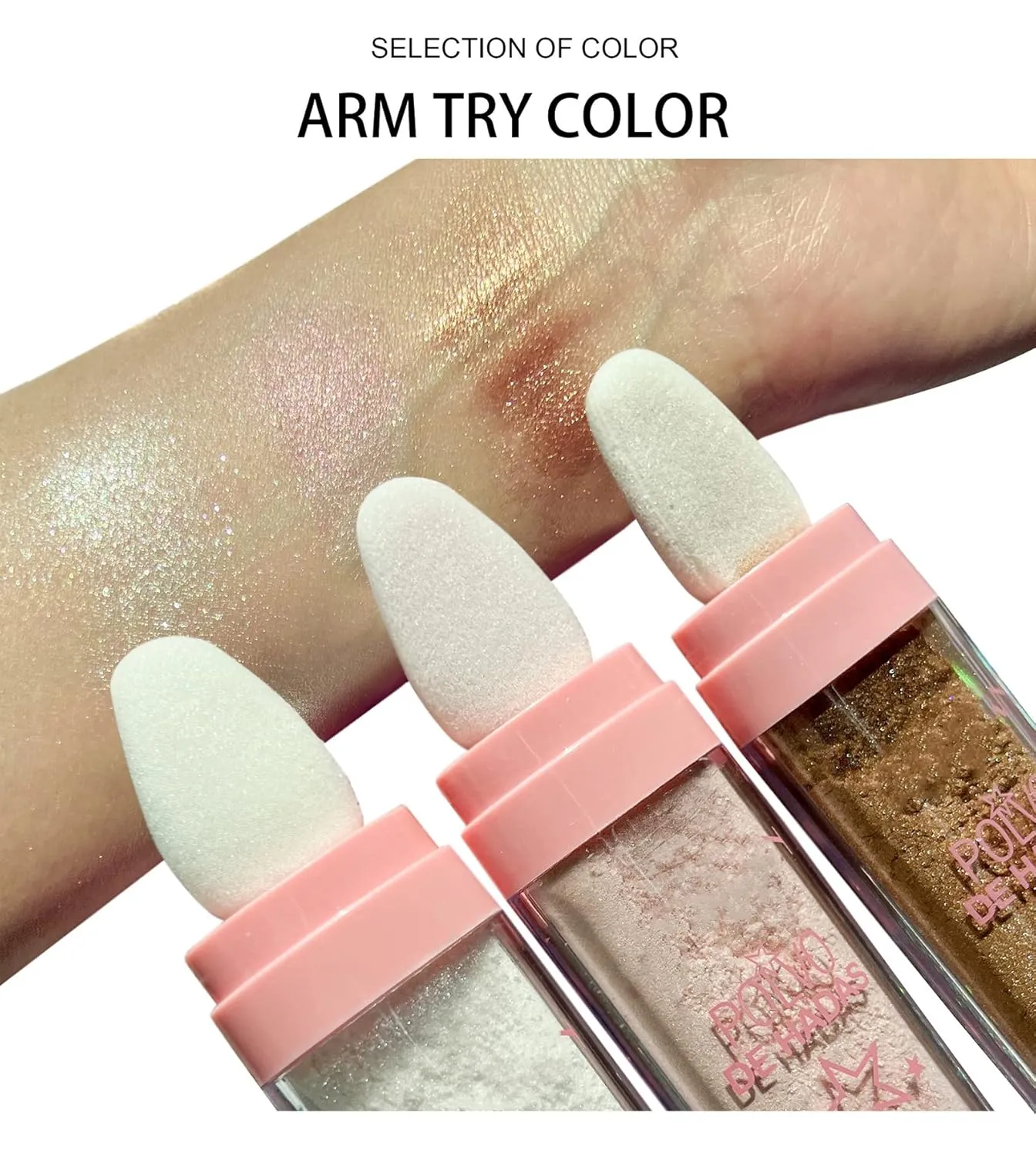 Polvo De Hadas Puff Fairy Powder 3D High-Gloss Powder Glitter Loose Powder Face Blusher Shimming Powder for Eyes, Face, Body Makeup