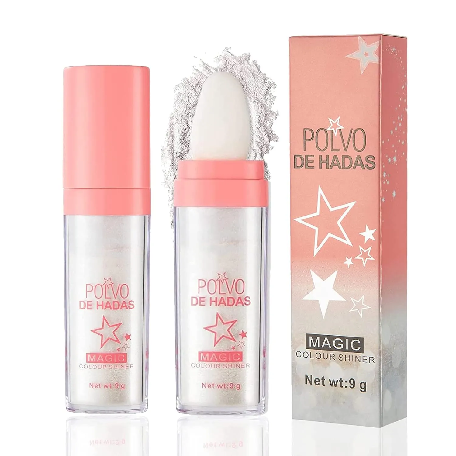 Polvo De Hadas Puff Fairy Powder 3D High-Gloss Powder Glitter Loose Powder Face Blusher Shimming Powder for Eyes, Face, Body Makeup