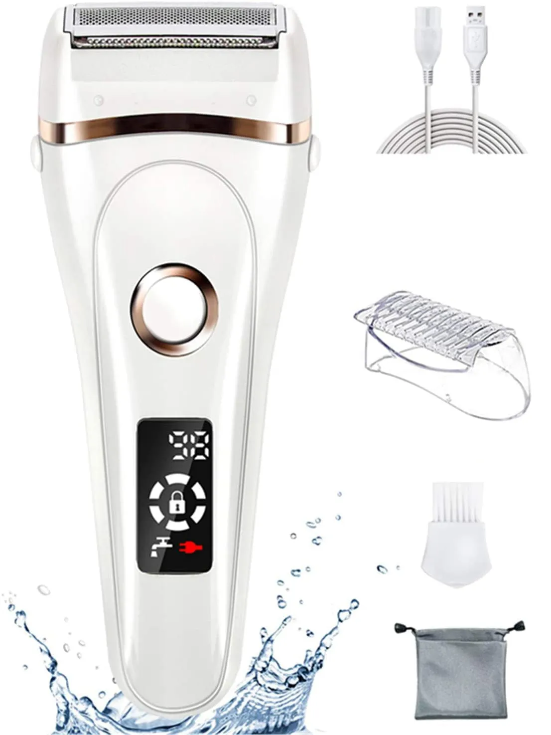 Portable USB Rechargeable Women Painless Electric Epilator Hair Removal Shaving Machine  with LCD Screen