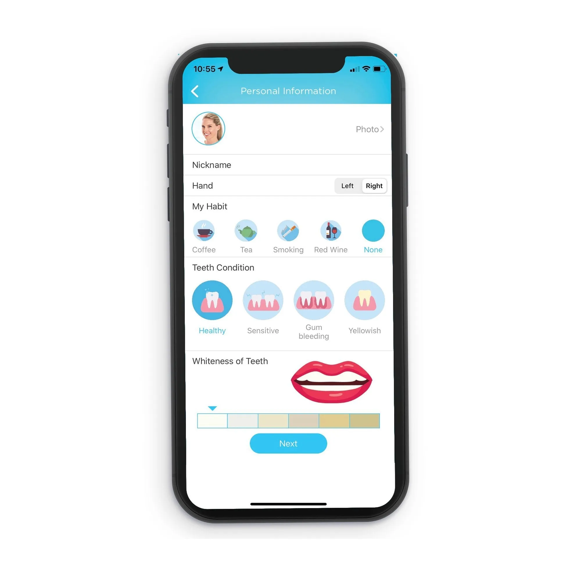 Practice Sample of BLU Smart Toothbrush and APP (White Rose)