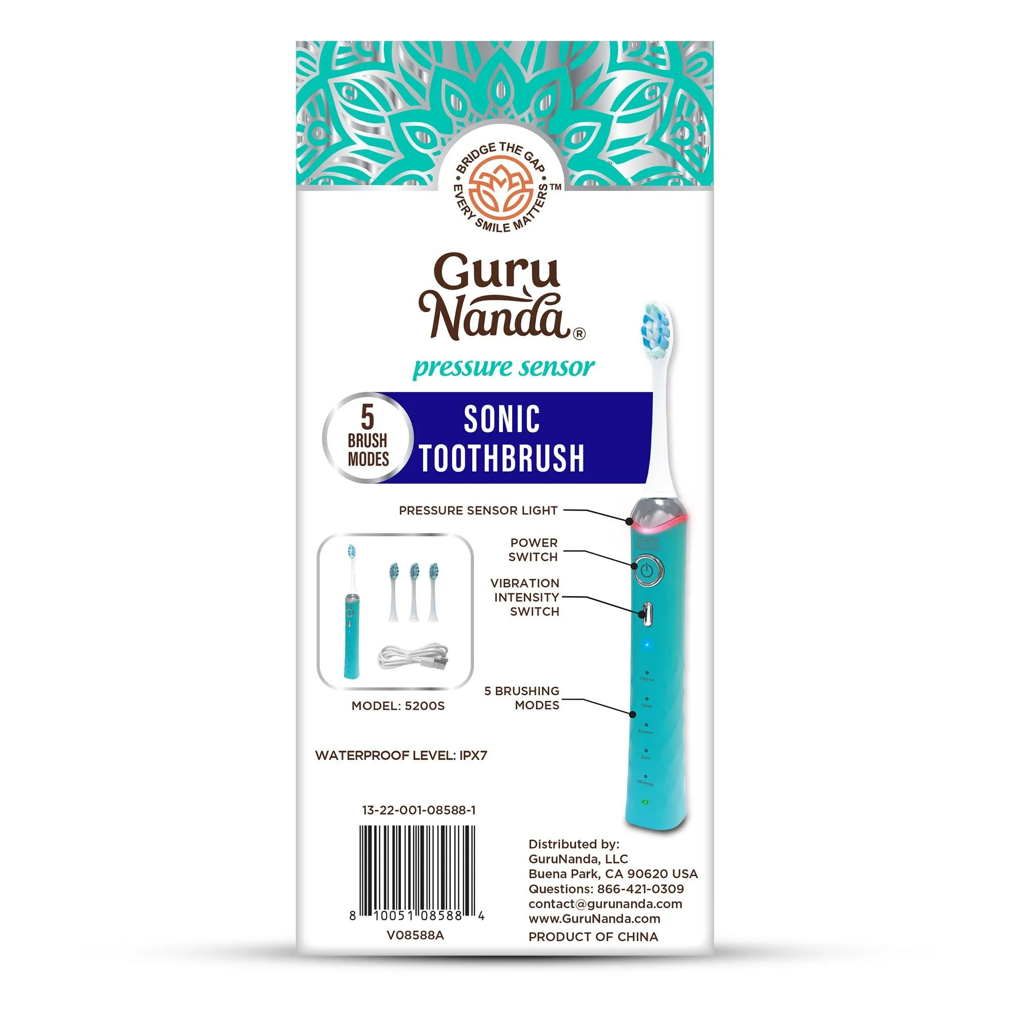 Pressure Sensor Sonic Toothbrush - Teal