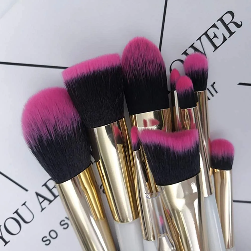 Professional Makeup Brush Set 10 Sets of Brushes Full Set of Beauty Tools Portable, Premium Synthetic Foundation Powder Concealers Eye Shadows Blush Makeup Brushes (White)