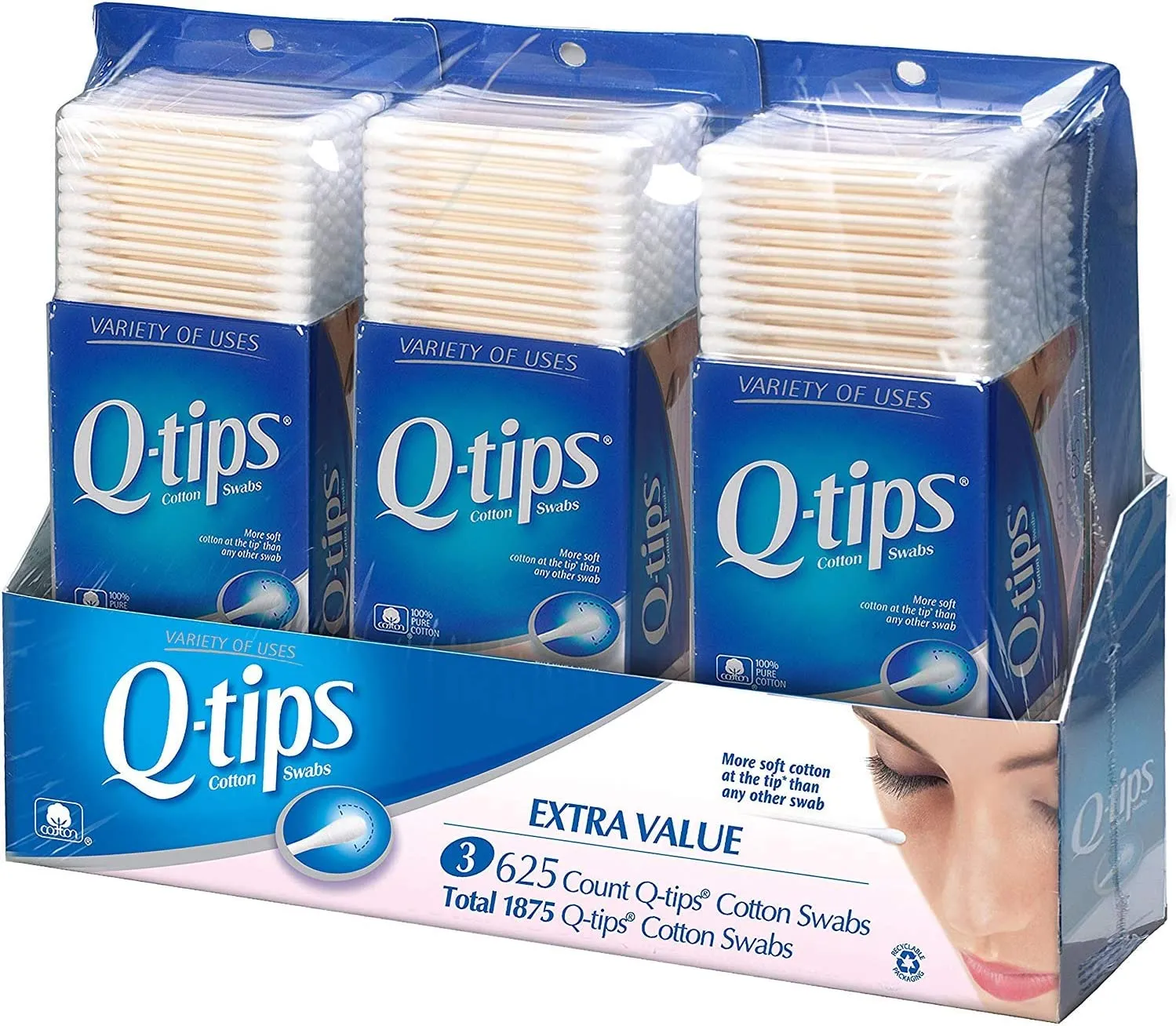 Q-tips Cotton Buds Swabs White, 625Count