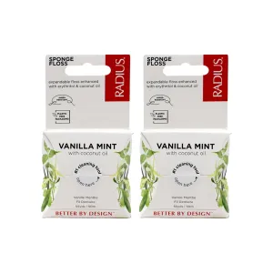 RADIUS Vanilla Mint Dental Floss - Non-Toxic Oral Care, Erythritol Boost - 55 Yards, Pack of 2