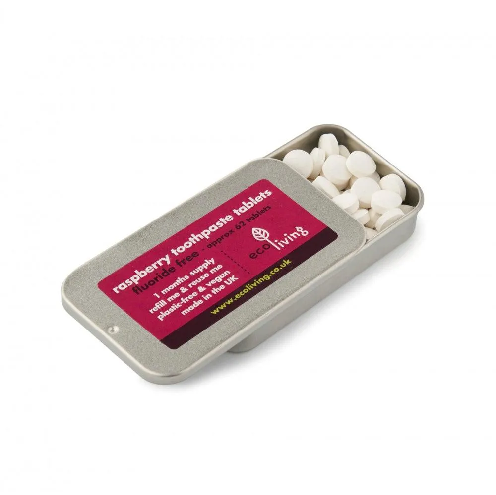 Raspberry Toothpaste Tablets with Refillable Tin – Eco-Friendly Oral Care