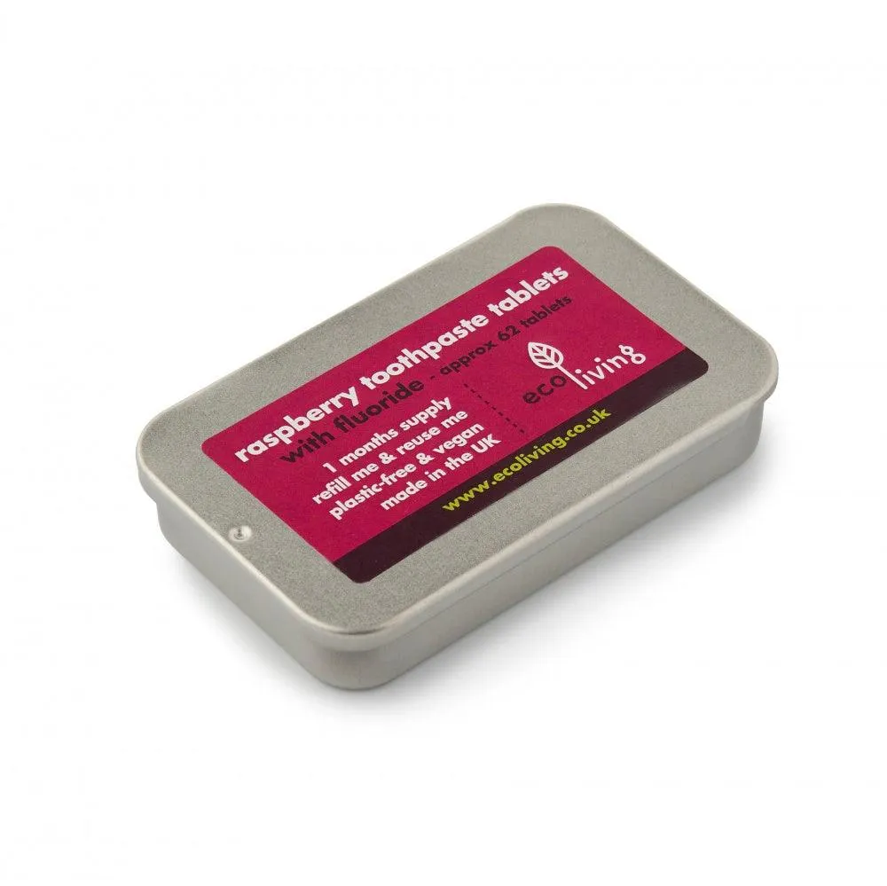 Raspberry Toothpaste Tablets with Refillable Tin – Eco-Friendly Oral Care
