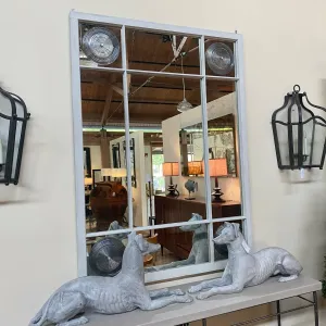 Rectangular Paned Mirror with Rosettes
