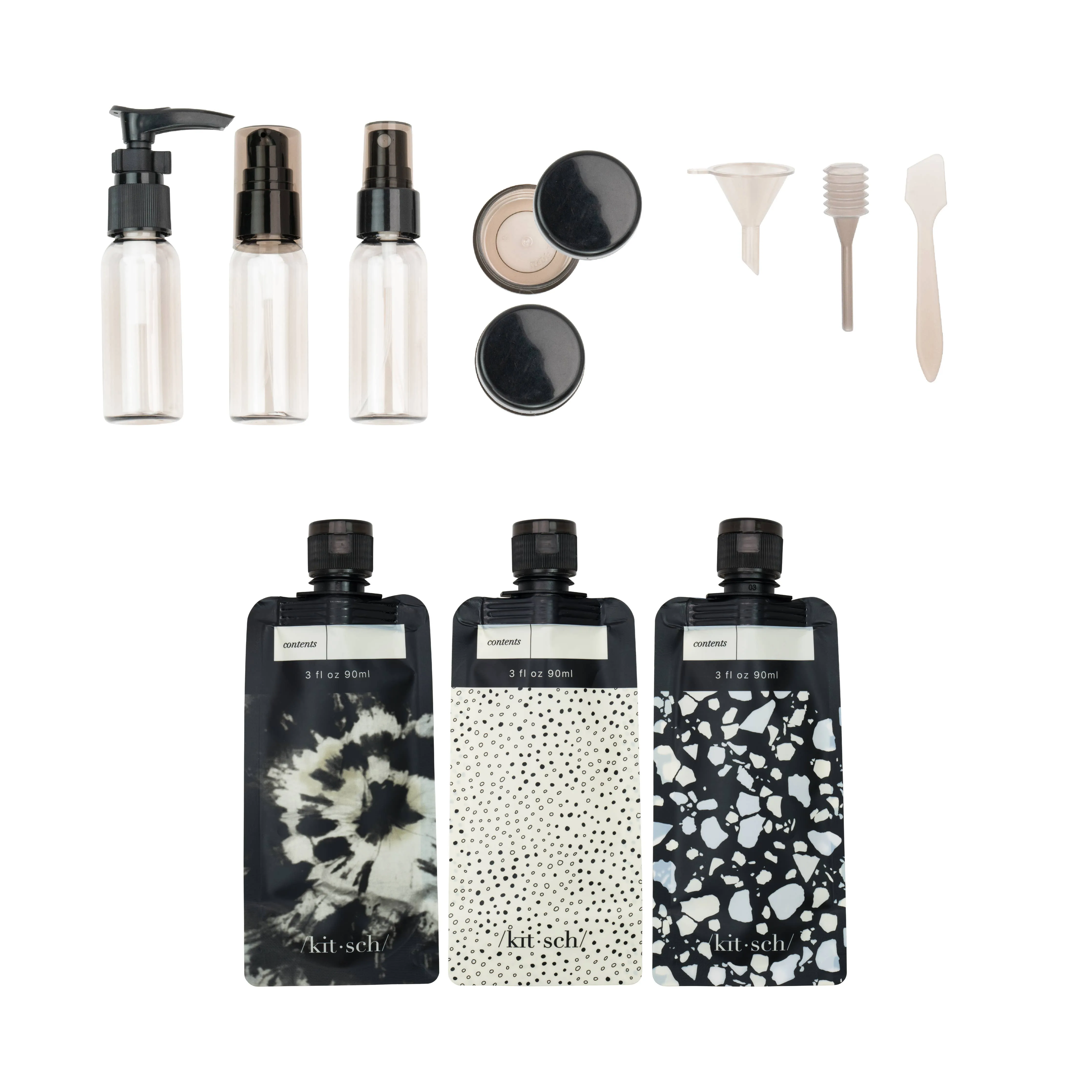 Refillable Ultimate Travel 11pc Set | Black & Ivory